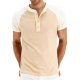 Men's Beige & Cream Color-Block Henley Shirt