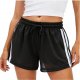 Women's Black Mesh Athletic Shorts with White Side Stripes