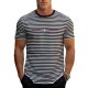 Men's Black & White Striped Crew Neck T-Shirt with Paris Eiffel Tower Print