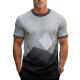 Men's Gray & Black Geometric Gradient Crew Neck T-Shirt