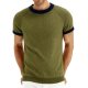 Men's Olive Green Textured Knit Crew Neck Short-Sleeve Top