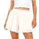 Women's White Chiffon Flowy Wide-Leg Shorts