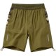 Men's Olive Green Camo-Paneled Drawstring Shorts