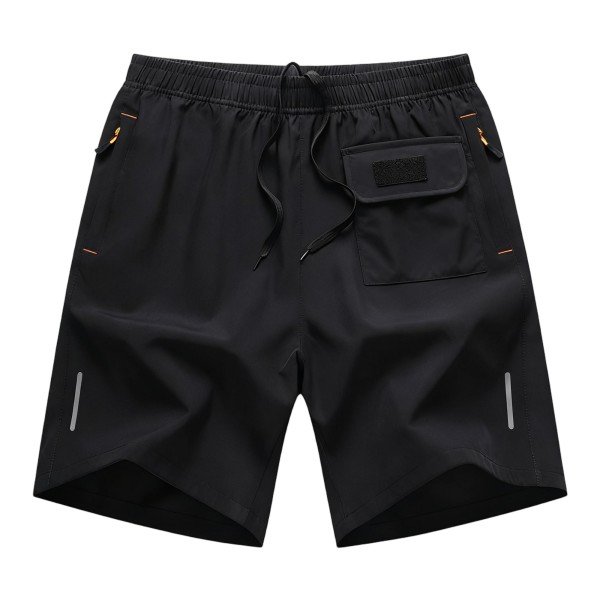 Men's Black Tactical Drawstring Shorts with Utility Pocket