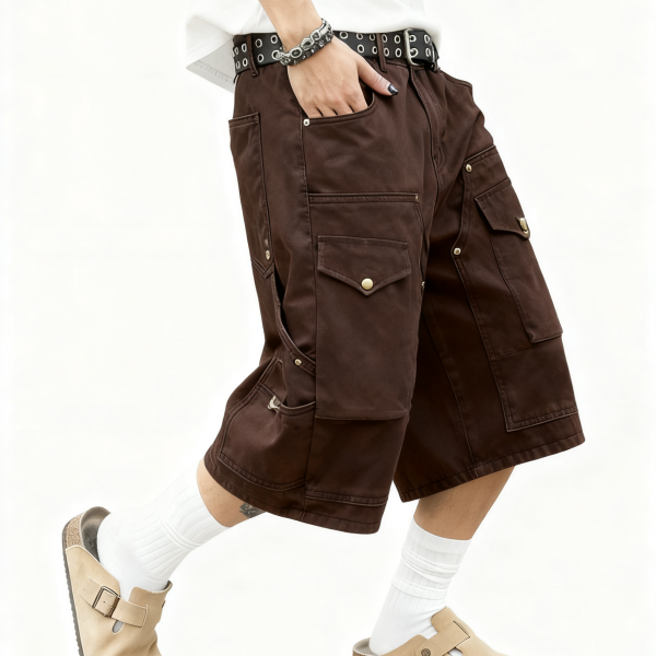 Chocolate Brown Utility Cargo Shorts