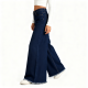 Dark Blue Frayed Hem Wide-Leg Jeans