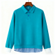 Turquoise Polo Neck Layered Sweatshirt